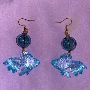 Blue Fish Earrings Goldfish Frutiger Aero Aquarium Mermaidcore Liminal y2k